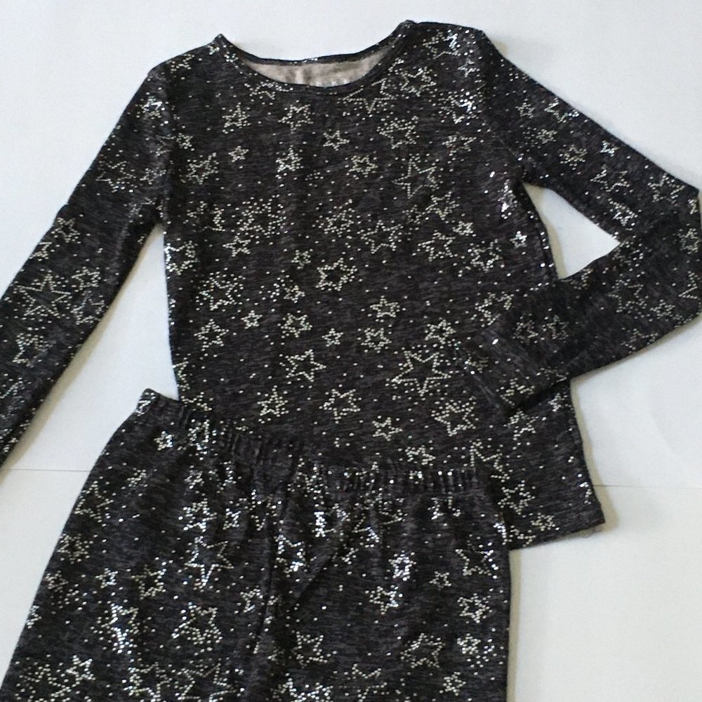 Girls Danskin 2 Piece Pajamas Grey/Silver Stars